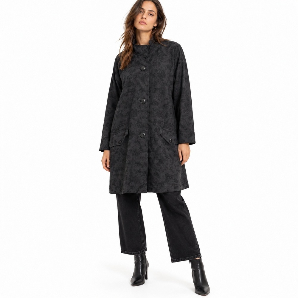 Free People Jacquard Jacket XS Gray Boho Artisan Oversized Layering Piece